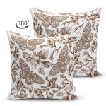 - Suet-K10422-Gorsel-1 - Realhomes Çift Taraflı Karakalem Çiçek & Kelebek Desenli Dijital Baskılı Dekoratif Süet Yastık Kırlent Kılıfı Realhomes