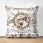 - Suet-K10423-Gorsel - Realhomes Çift Taraflı Karakalem Çiçek & Yazı & Portre Desenli Dijital Baskılı Modern Süet Yastık Kırlent Kılıfı Realhomes