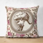 - Suet-K10426-Gorsel - Realhomes Çift Taraflı Renkli Çiçek Portre Motifli Dijital Baskılı Dekoratif Süet Yastık Kırlent Kılıfı Realhomes