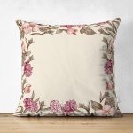 Çift Taraflı Renkli Çiçek Çerçeveli Dijital Baskılı Modern Süet Yastık Kırlent Kılıfı Realhomes