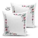 Çift Taraflı Özel Tasarım Kuş & Çiçek Motifli Dijital Baskılı Modern Süet Yastık Kırlent Kılıfı Realhomes