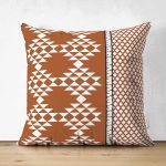 Çift Taraflı Kahve Zemin Etnik Figürlü Bohem Desenli Dijital Baskılı Dekoratif Süet Yastık Kırlent Kılıfı Realhomes