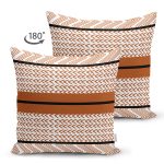 - Suet-K10445-Gorsel-1 - Realhomes Çift Taraflı Kahve & Beyaz Zemin Etnik Figürlü Bohem Desenli Dijital Baskılı Modern Süet Yastık Kırlent Kılıfı Realhomes