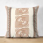 Çift Taraflı Krem Zemin Etnik Tasarımlı Dijital Baskılı Dekoratif Süet Yastık Kırlent Kılıfı Realhomes