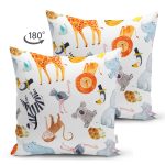 Realhomes Çift Taraflı Sevimli Hayvanlar Çizimli Özel Tasarım Dijital Baskılı Modern Süet Yastık Kırlent Kılıfı Realhomes