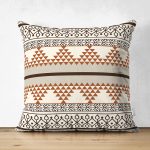 Çift Taraflı Krem Zemin Etnik Tasarımlı Dijital Baskılı Dekoratif Süet Yastık Kırlent Kılıfı Realhomes