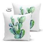 Çift Taraflı Kaktüs Özel Tasarımlı Dijital Baskılı Modern Süet Yastık Kırlent Kılıfı Realhomes