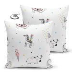 Realhomes Çift Taraflı Sevimli Hayvan Çizimli Özel Tasarım Dijital Baskılı Modern Süet Yastık Kırlent Kılıfı Realhomes