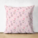 Realhomes Çift Taraflı Balonlu Ayıcık Tasarımlı Dijital Baskılı Modern Süet Yastık Kırlent Kılıfı Realhomes