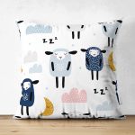 Realhomes Çift Taraflı Uykucu Kuzular Özel Tasarım Dijital Baskılı Modern Süet Yastık Kırlent Kılıfı Realhomes