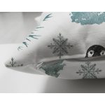 Realhomes Çift Taraflı Sevimli Penguen ve Kar Taneleri Özel Tasarım Dijital Baskılı Modern Süet Yastık Kırlent Kılıfı Realhomes