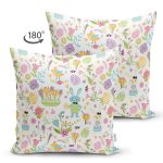 - Печать - Realhomes Realhomes Çift Taraflı Çiçekli ve Tavşan Tasarımlı Dijital Baskılı Modern Süet Yastık Kırlent Kılıfı Realhomes