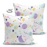 Çift Taraflı Gökyüzü Temalı Bebek Desenli Dijital Baskılı Özel Tasarım Modern Süet Yastık Kırlent Kılıfı Realhomes