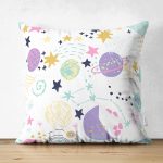 Çift Taraflı Gökyüzü Temalı Bebek Desenli Dijital Baskılı Özel Tasarım Modern Süet Yastık Kırlent Kılıfı Realhomes