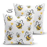 - ship - Realhomes Çift Taraflı Sevimli Arı Dijital Baskılı Özel Tasarım Modern Süet Yastık Kırlent Kılıfı Realhomes