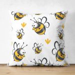 - ship - Realhomes Çift Taraflı Sevimli Arı Dijital Baskılı Özel Tasarım Modern Süet Yastık Kırlent Kılıfı Realhomes