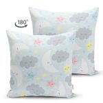 Çift Taraflı Uyku Temalı Sevimli Ay Ve Yıldızlar Dijital Baskılı Özel Tasarım Modern Süet Yastık Kırlent Kılıfı Realhomes