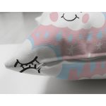 Çift Taraflı Pembe Zeminde Sevimli Bulutlar Dijital Baskılı Özel Tasarım Modern Süet Yastık Kırlent Kılıfı Realhomes