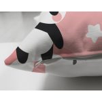 Çift Taraflı Pembe Zeminde Bulutlar Ve Panda Dijital Baskılı Özel Tasarım Modern Süet Yastık Kırlent Kılıfı Realhomes