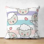 Çift Taraflı Uyuyan Koyunlar Sevimli Tasarım Dijital Baskılı Özel Tasarım Modern Süet Yastık Kırlent Kılıfı Realhomes