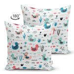 - Печать - Realhomes Çift Taraflı Renkli Ördek Desenli Dijital Baskılı Özel Tasarım Modern Süet Yastık Kırlent Kılıfı Realhomes