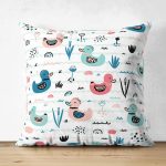 - Печать - Realhomes Çift Taraflı Renkli Ördek Desenli Dijital Baskılı Özel Tasarım Modern Süet Yastık Kırlent Kılıfı Realhomes