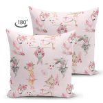 Çift Taraflı Dans Eden Sevimli Hayvanlar Temalı Dijital Baskılı Özel Tasarım Modern Süet Yastık Kırlent Kılıfı Realhomes