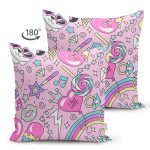 Çift Taraflı Pembe Zeminli Bebek Motifi Dijital Baskılı Özel Tasarım Modern Süet Yastık Kırlent Kılıfı Realhomes
