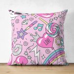 Çift Taraflı Pembe Zeminli Bebek Motifi Dijital Baskılı Özel Tasarım Modern Süet Yastık Kırlent Kılıfı Realhomes