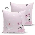 - Печать - Realhomes Çift Taraflı Pembe Zeminde Balerin Desenli Dijital Baskılı Özel Tasarım Modern Süet Yastık Kırlent Kılıfı Realhomes