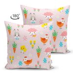 - Suet-K1169-Gorsel-1 - Realhomes Çift Taraflı Pembe Zeminde Sevimli Hayvanlar Baskılı Dijital Baskılı Özel Tasarım Modern Süet Yastık Kırlent Kılıfı Realhomes