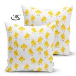 Çift Taraflı Civciv Motifli Dijital Baskılı Özel Tasarım Modern Süet Yastık Kırlent Kılıfı Realhomes