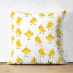Çift Taraflı Civciv Motifli Dijital Baskılı Özel Tasarım Modern Süet Yastık Kırlent Kılıfı Realhomes