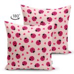 - Основные RGB - Realhomes Çift Taraflı Uğur Böceği Ve Kalp Tasarımlı Dijital Baskılı Özel Tasarım Modern Süet Yastık Kırlent Kılıfı Realhomes