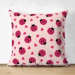 - Основные RGB - Realhomes Çift Taraflı Uğur Böceği Ve Kalp Tasarımlı Dijital Baskılı Özel Tasarım Modern Süet Yastık Kırlent Kılıfı Realhomes