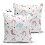 - Suet-K1177-Gorsel-1 - Realhomes Çift Taraflı Ay Gökkuşağı Ve Yıldız Desenli Dijital Baskılı Özel Tasarım Modern Süet Yastık Kırlent Kılıfı Realhomes