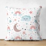 - Suet-K1177-Gorsel - Realhomes Çift Taraflı Ay Gökkuşağı Ve Yıldız Desenli Dijital Baskılı Özel Tasarım Modern Süet Yastık Kırlent Kılıfı Realhomes