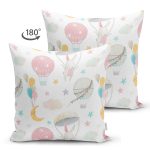 - Suet-K1180-Gorsel-1 - Realhomes Çift Taraflı Renkli Balonlar Ve Sevimli Tavşan Dijital Baskılı Özel Tasarım Modern Süet Yastık Kırlent Kılıfı Realhomes