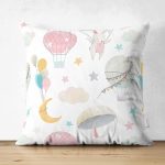 - Suet-K1180-Gorsel - Realhomes Çift Taraflı Renkli Balonlar Ve Sevimli Tavşan Dijital Baskılı Özel Tasarım Modern Süet Yastık Kırlent Kılıfı Realhomes