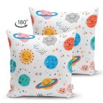 - Mobile - Realhomes Çift Taraflı Gezegen Temalı Dijital Baskılı Özel Tasarım Modern Süet Yastık Kırlent Kılıfı Realhomes