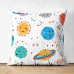- Mobile - Realhomes Çift Taraflı Gezegen Temalı Dijital Baskılı Özel Tasarım Modern Süet Yastık Kırlent Kılıfı Realhomes
