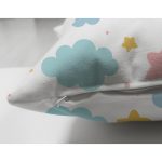 - Print - Realhomes Çift Taraflı Beyaz Zeminli Bulut Ve Ay Desenli Dijital Baskılı Özel Tasarım Modern Süet Yastık Kırlent Kılıfı Realhomes