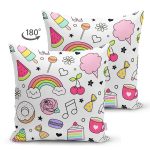 - Print - Realhomes Çift Taraflı Bebek Temalı Sevimli Motifler Dijital Baskılı Özel Tasarım Modern Süet Yastık Kırlent Kılıfı Realhomes