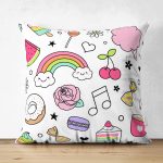 - Print - Realhomes Çift Taraflı Bebek Temalı Sevimli Motifler Dijital Baskılı Özel Tasarım Modern Süet Yastık Kırlent Kılıfı Realhomes