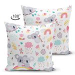 - Suet-K1192-Gorsel-1 - Realhomes Çift Taraflı Sevimli Gri Koala Desenli Dijital Baskılı Özel Tasarım Modern Süet Yastık Kırlent Kılıfı Realhomes
