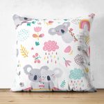 - Suet-K1192-Gorsel - Realhomes Çift Taraflı Sevimli Gri Koala Desenli Dijital Baskılı Özel Tasarım Modern Süet Yastık Kırlent Kılıfı Realhomes