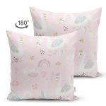 Çift Taraflı Pembe Zeminde Sevimli Kuğular Dijital Baskılı Özel Tasarım Modern Süet Yastık Kırlent Kılıfı Realhomes