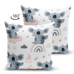 Çift Taraflı Sevimli Kolalar Dijital Baskılı Özel Tasarım Modern Süet Yastık Kırlent Kılıfı Realhomes