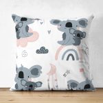 Çift Taraflı Sevimli Kolalar Dijital Baskılı Özel Tasarım Modern Süet Yastık Kırlent Kılıfı Realhomes