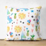 - Suet-K1203-Gorsel - Realhomes Çift Taraflı Sevimli Dinozor Temalı Dijital Baskılı Özel Tasarım Modern Süet Yastık Kırlent Kılıfı Realhomes